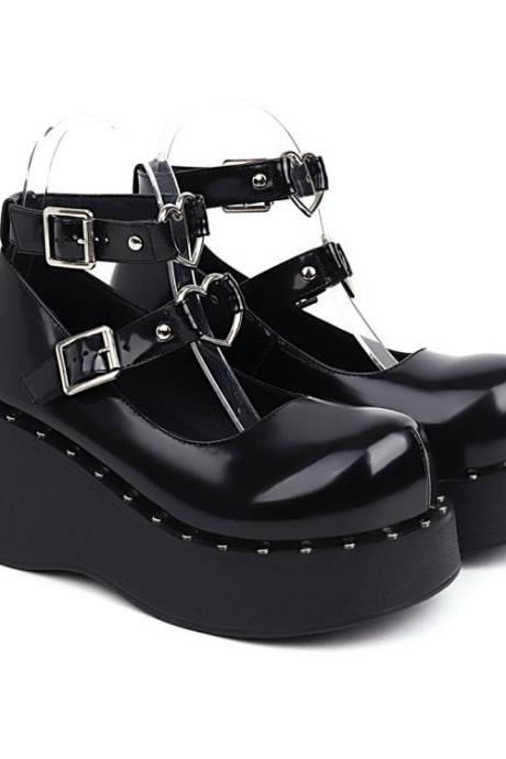 Women's Love-shaped Platform Wedge Heels Shoes mHzwP