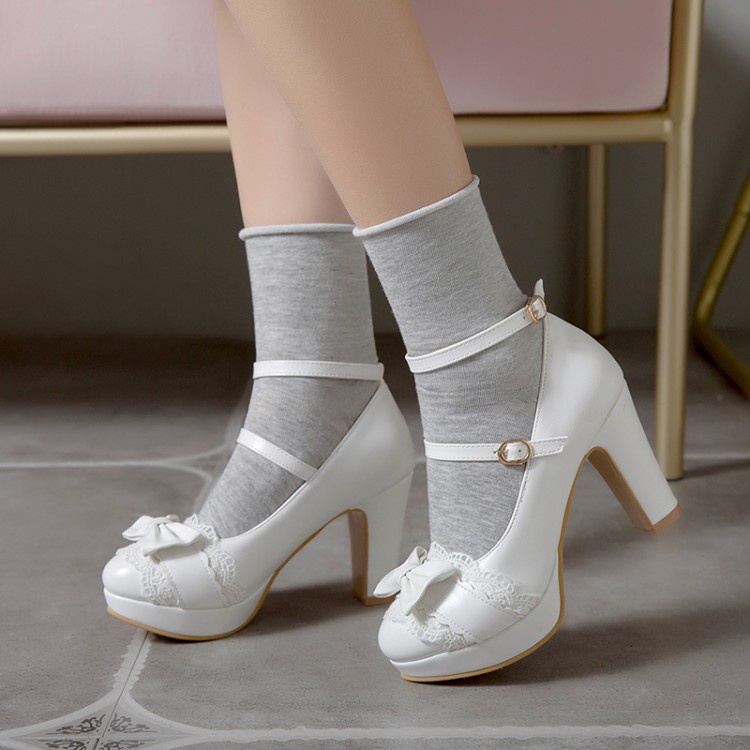 Women Mary Jane Bow High Heels Platform Pumps Zfyty on Luulla