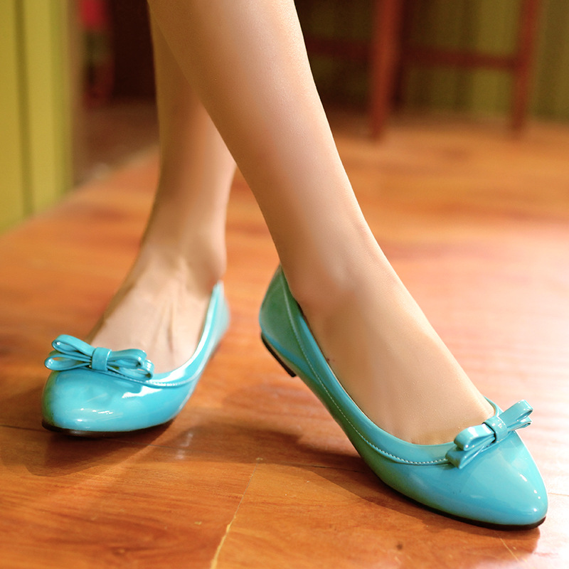 Candy Colors Women Flats Pointed Toe Bow Ballet Shoes on Luulla